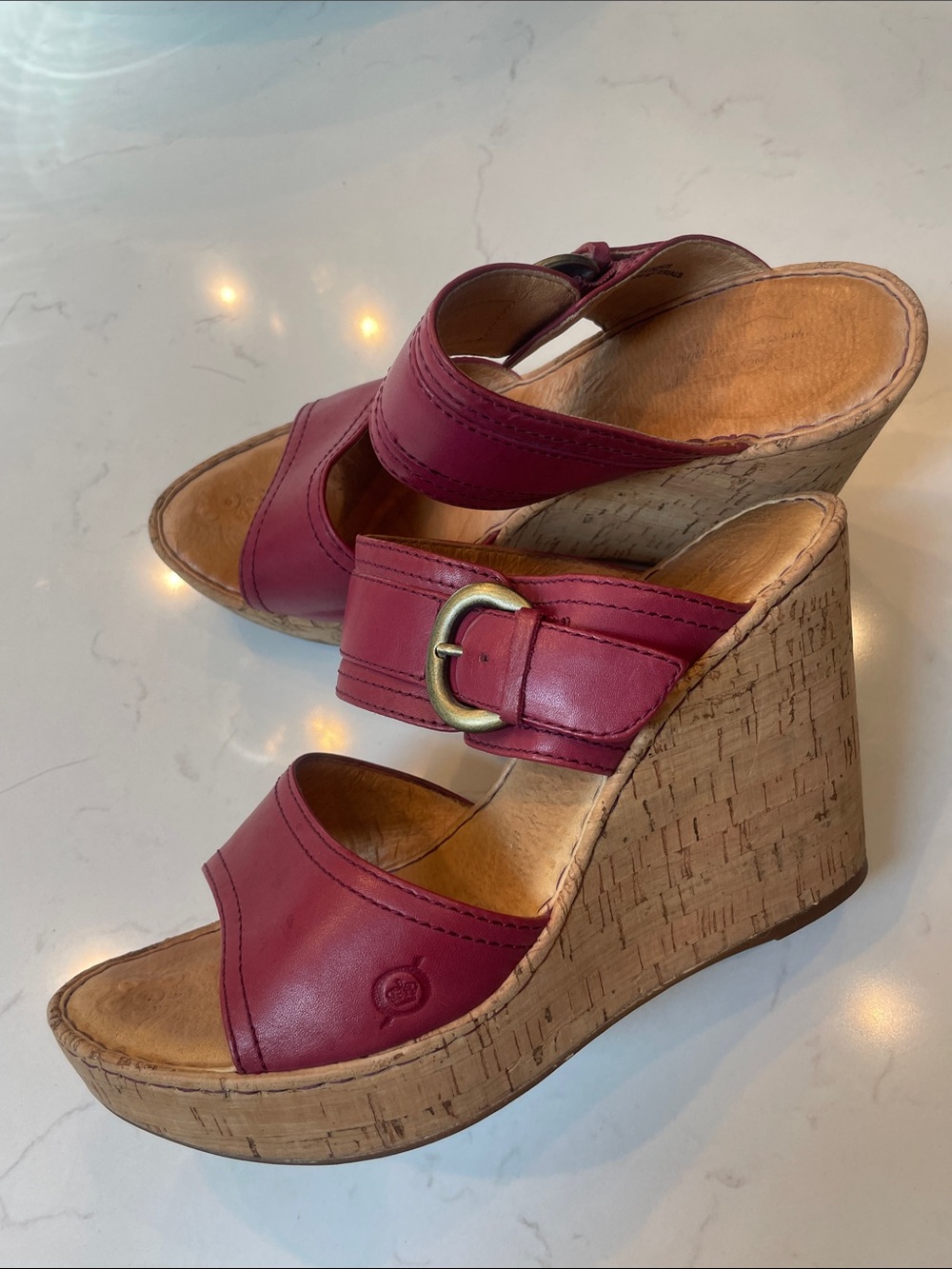 Born Women’s Open-Toe Platform Sandals in Berry 9